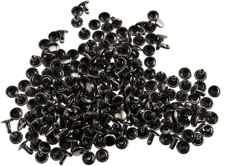 Micro Trader 100pcs 80.31inch Silver Double Cap Tubular Rivets Metal Tool Set Leather Crafts Stud - Image 1